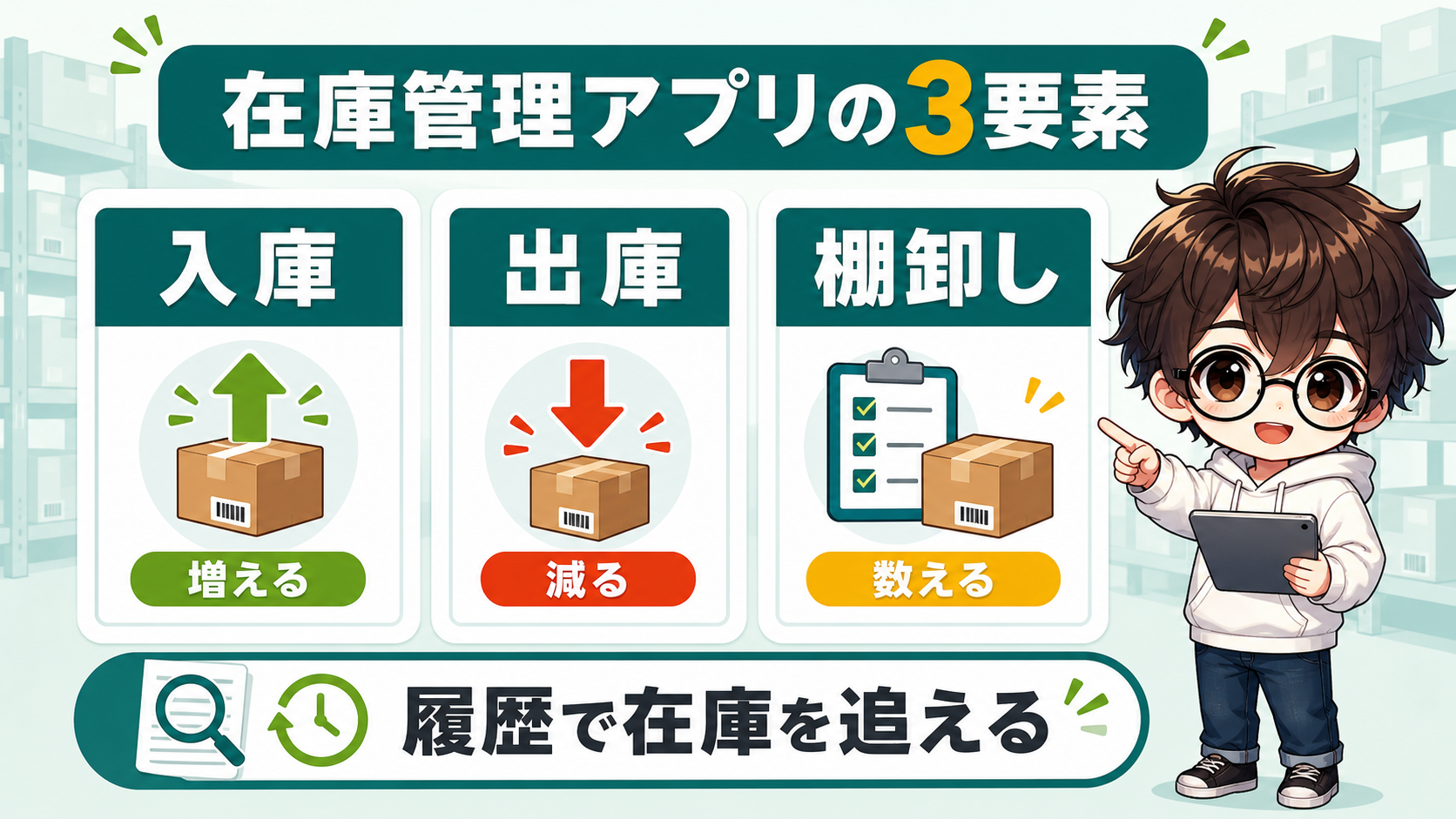 PowerApps在庫管理アプリの入庫出庫棚卸しを整理した図解