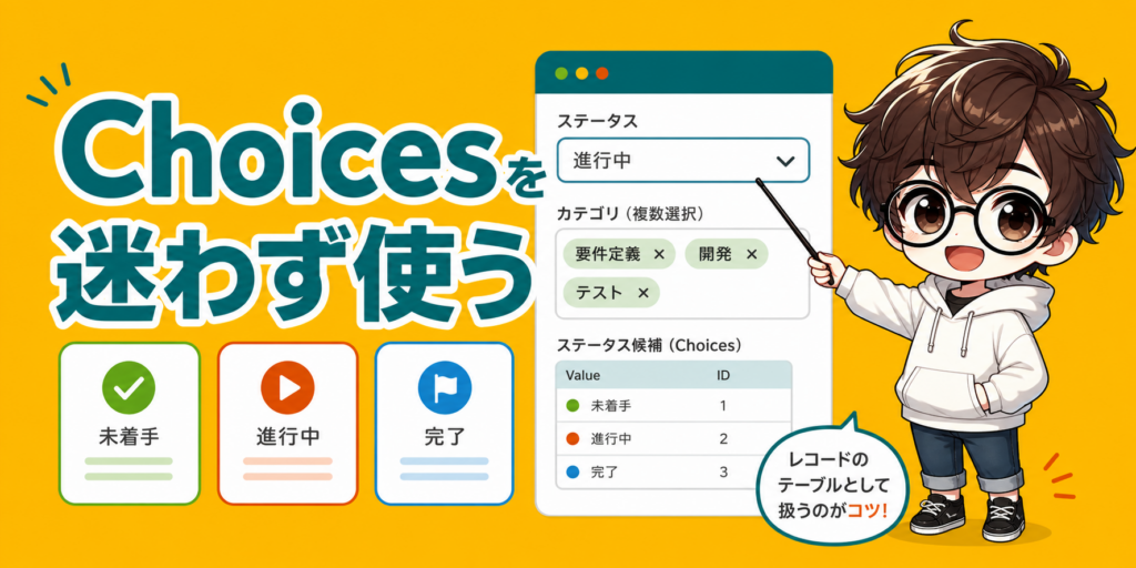 PowerApps Choicesの使い方を表すアイキャッチ