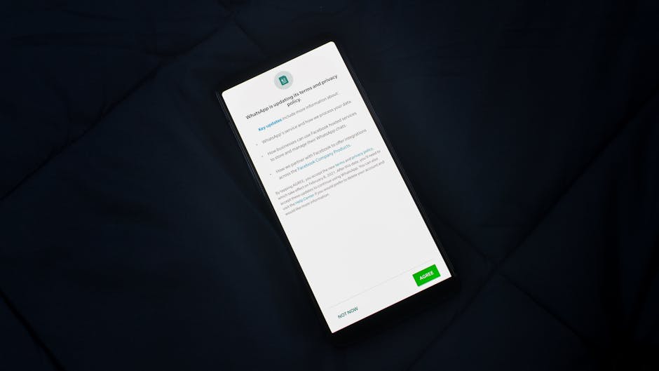 Close-up of smartphone screen showing a privacy policy update agreement.